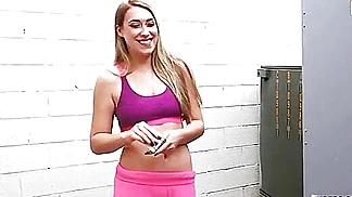 Blonde Paid To Strip Naked And Tease In Public POV