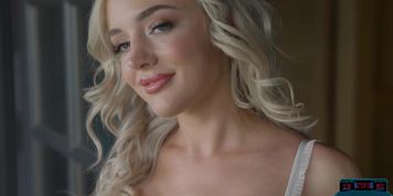 Curvy Teen Blonde Katy Belle Showing Everything In White Lingerie