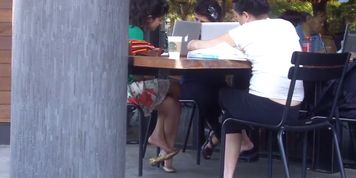 Candid Double Crossed Legs By A Sexy Indian Girl