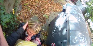 Blonde Cutie Tricked Into Outdoor Sex