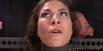 Busty Brunette Fingered In Device Bondage