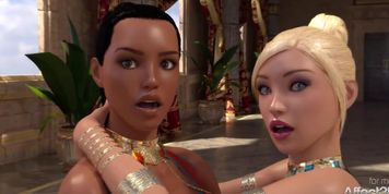 Ebony And Blonde Futanari Babes Entertaining The Egyptian Princess