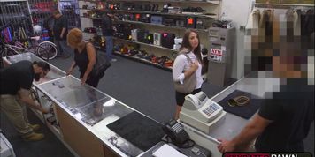 Hot Brunette Babe Fucks A Horny Pawnman In His Office