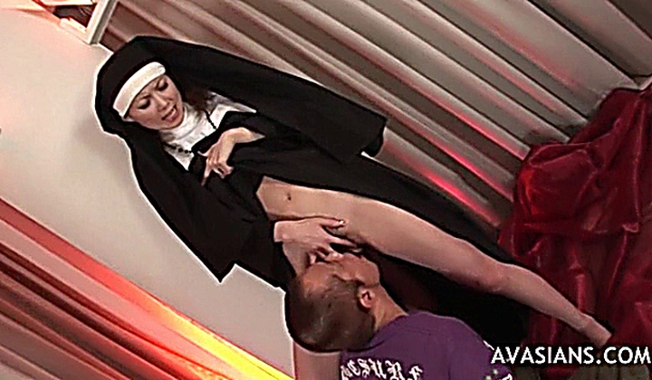 Asian Nun Gets Her Hairy Pussy Fingered And Licked