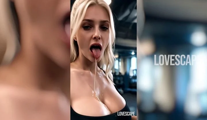 Hot Gym Blonde Gives Sloppy Blowjob To Her Trainer (Ai Gen)
