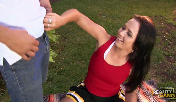 Ally Style Hot Brunette Cheerleader Shows Her Moves Amwf