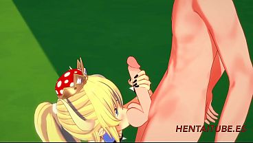 Hentai Bowsette Handjob & Blowjob