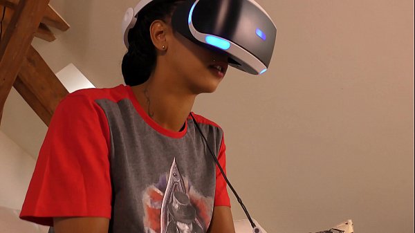 Playstation VR Play Of Ebony Teens Dreams In A Lace Lingerie