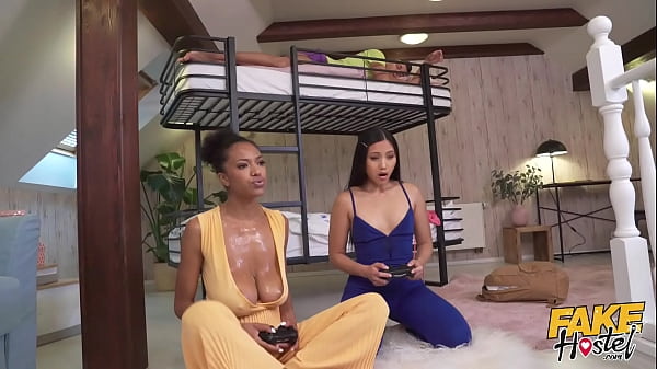 FAKEhub - Thai Asian Girl And Ebony Spanish Babe With Huge Natural Boobs In Horny Threesome